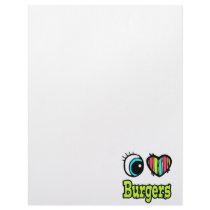 Bright Eye Heart I Love Burgers Letterhead Template