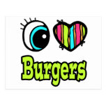 Bright Eye Heart I Love Burgers Post Cards