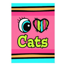 Bright Eye Heart I Love Cats Custom Invitation