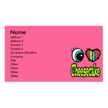 Bright Eye Heart I Love Cheesecake Business Card Template