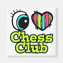 Bright Eye Heart I Love Chess Club Fridge Magnet