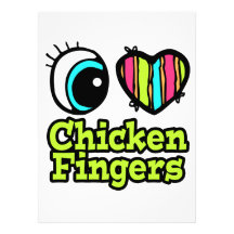 Bright Eye Heart I Love Chicken Fingers Custom Invitation
