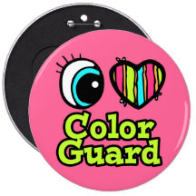Bright Eye Heart I Love Color Guard Buttons
