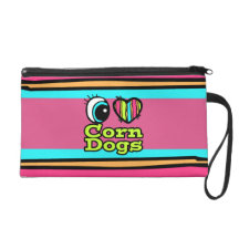 Bright Eye Heart I Love Corn Dogs Wristlet Purses