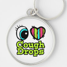 Bright Eye Heart I Love Cough Drops Keychain