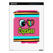Bright Eye Heart I Love Cupcakes iPad 3 Decal