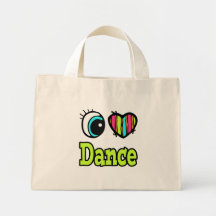 Bright Eye Heart I Love Dance Canvas Bag
