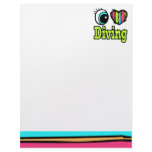 Bright Eye Heart I Love Diving Customized Letterhead