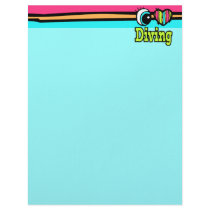 Bright Eye Heart I Love Diving Customized Letterhead