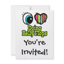 Bright Eye Heart I Love Doing Belly Flops Custom Invitation