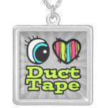 Bright Eye Heart I Love Duct Tape necklaces