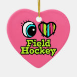 Bright Eye Heart I Love Field Hockey Christmas Ornament