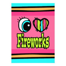 Bright Eye Heart I Love Fireworks Invites