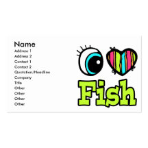 Bright Eye Heart I Love Fish Business Cards