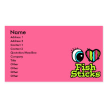 Bright Eye Heart I Love Fish Sticks Business Card Templates
