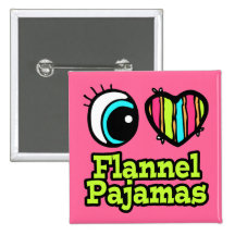Bright Eye Heart I Love Flannel Pajamas Button