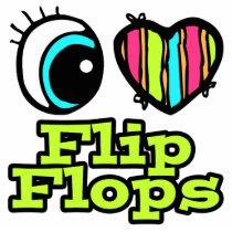 Bright Eye Heart I Love Flip Flops Cut Out