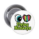Bright Eye Heart I Love Flying Monkeys Buttons