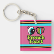 Bright Eye Heart I Love French Toast Square Acrylic Keychains