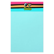 Bright Eye Heart I Love Geeks Stationery