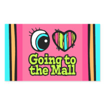 Bright Eye Heart I Love Going to the Mall Rectangle Stickers