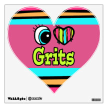 Bright Eye Heart I Love Grits Wall Decals