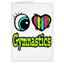 Bright Eye Heart I Love Gymnastics Greeting Cards