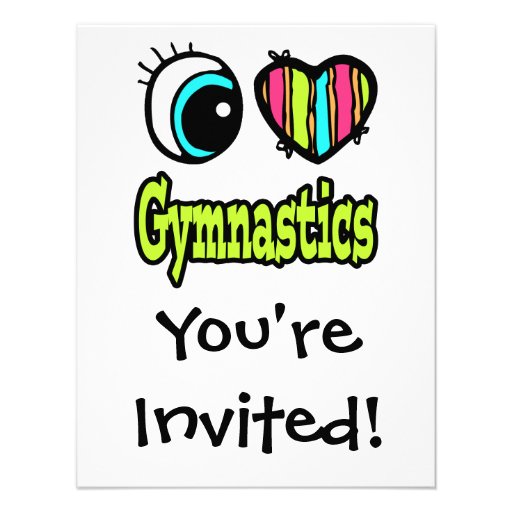 Bright Eye Heart I Love Gymnastics Invitations