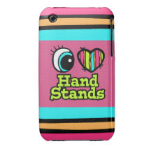 Bright Eye Heart I Love Hand Stands iPhone 3 Cases