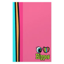 Bright Eye Heart I Love Hippos Stationery Design