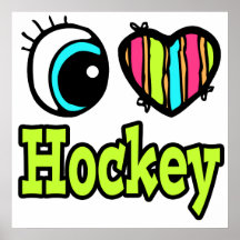 Bright Eye Heart I Love Hockey Posters