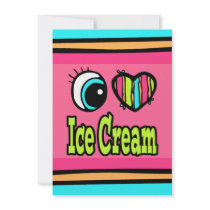 Bright Eye Heart I Love Ice Cream Personalized Announcements