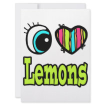 Bright Eye Heart I Love Lemons Custom Invites