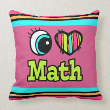 Bright Eye Heart I Love Math Pillow
