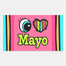Bright Eye Heart I Love Mayo Rectangular Stickers