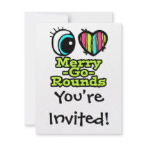 Bright Eye Heart I Love Merry-Go-Rounds Personalized Announcements
