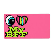 Bright Eye Heart I Love My BFF Personalized Shipping Label