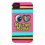 Bright Eye Heart I Love My Two Moms iPhone 4 Case