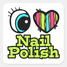 Bright Eye Heart I Love Nail Polish Stickers