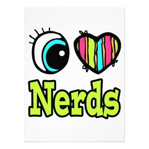 Bright Eye Heart I Love Nerds Personalized Announcements