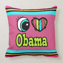 Bright Eye Heart I Love Obama Pillow