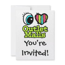 Bright Eye Heart I Love Outlet Malls Custom Invitations