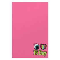 Bright Eye Heart I Love Pi Day Customized Stationery
