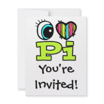 Bright Eye Heart I Love Pi Personalized Invitations