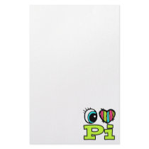 Bright Eye Heart I Love Pi Custom Stationery