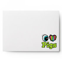 Bright Eye Heart I Love Pigs Envelope