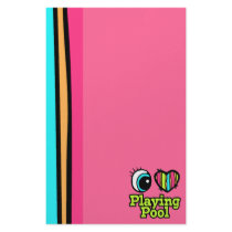 Bright Eye Heart I Love Playing Pool Custom Stationery
