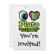 Bright Eye Heart I Love Pluto Custom Invitation