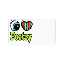 Bright Eye Heart I Love Poetry Address Label