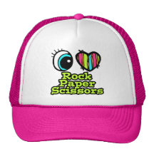 Bright Eye Heart I Love Rock Paper Scissors Trucker Hat